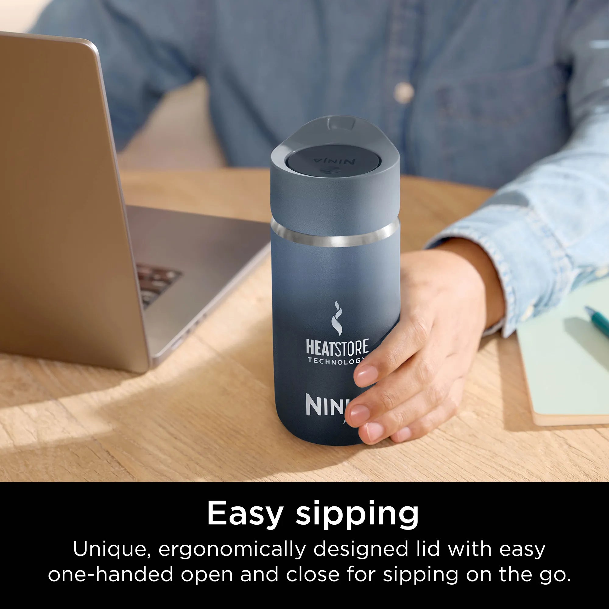 Ninja Sip Perfect 354ml Insulated Stainless Steel Water Bottle - Leak Proof, BPA Free, Keeps Drinks Hot/Cold for 24 Hours - Ideal for Gym, Hiking, Office & Travel