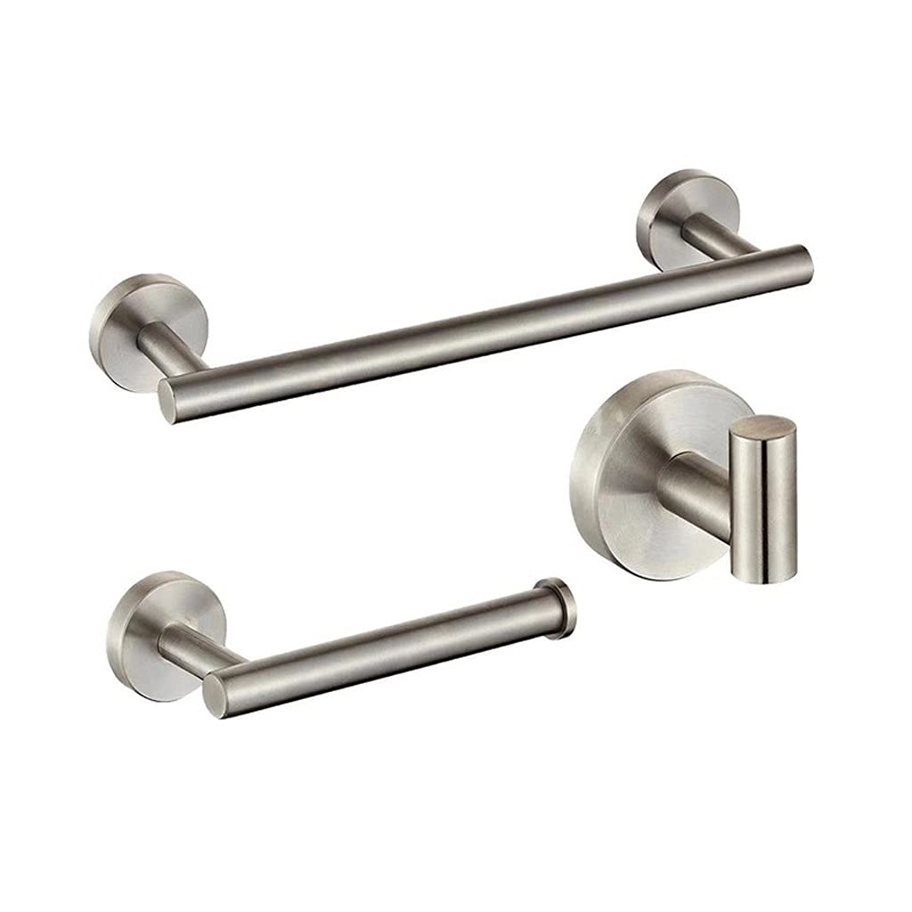 Stainless Steel Gold Bathroom Hardware Set - Towel Bar, Toilet Paper Holder & Robe Hook - Modern Black Bathroom Accessories (Silver) for Home, Hotel & Spa Decor