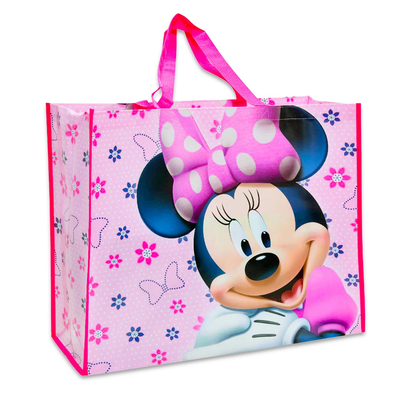 Disney Minnie Mouse Reusable Tote Bags Set - 3 Pack Large Grocery Shopping Bags with Minnie Mouse Stickers | Perfect for Grocery Shopping, Beach Trips, and Disney Theme Park Visits