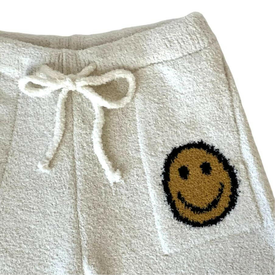 Happy Face Luxury Soft Lounge Shorts for Women with Pockets - Comfortable Sleepwear & Home Wear for Relaxing, Lounging, Yoga & Travel