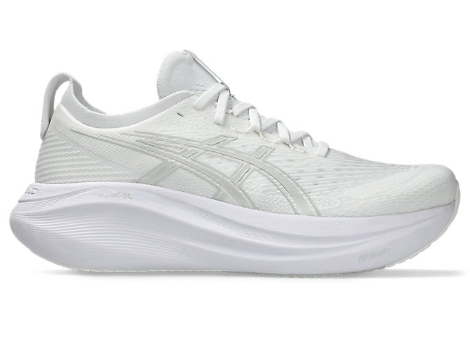 ASICS Gel-Nimbus 27 Running Shoes for Men - White/Glacier Grey - Size 11 D (Medium) - Cushioned Road Running & Gym Training Shoes for Long-Distance Comfort