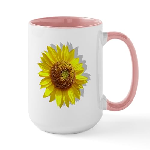 White/Pink Inside - The Sunflower Large Mug