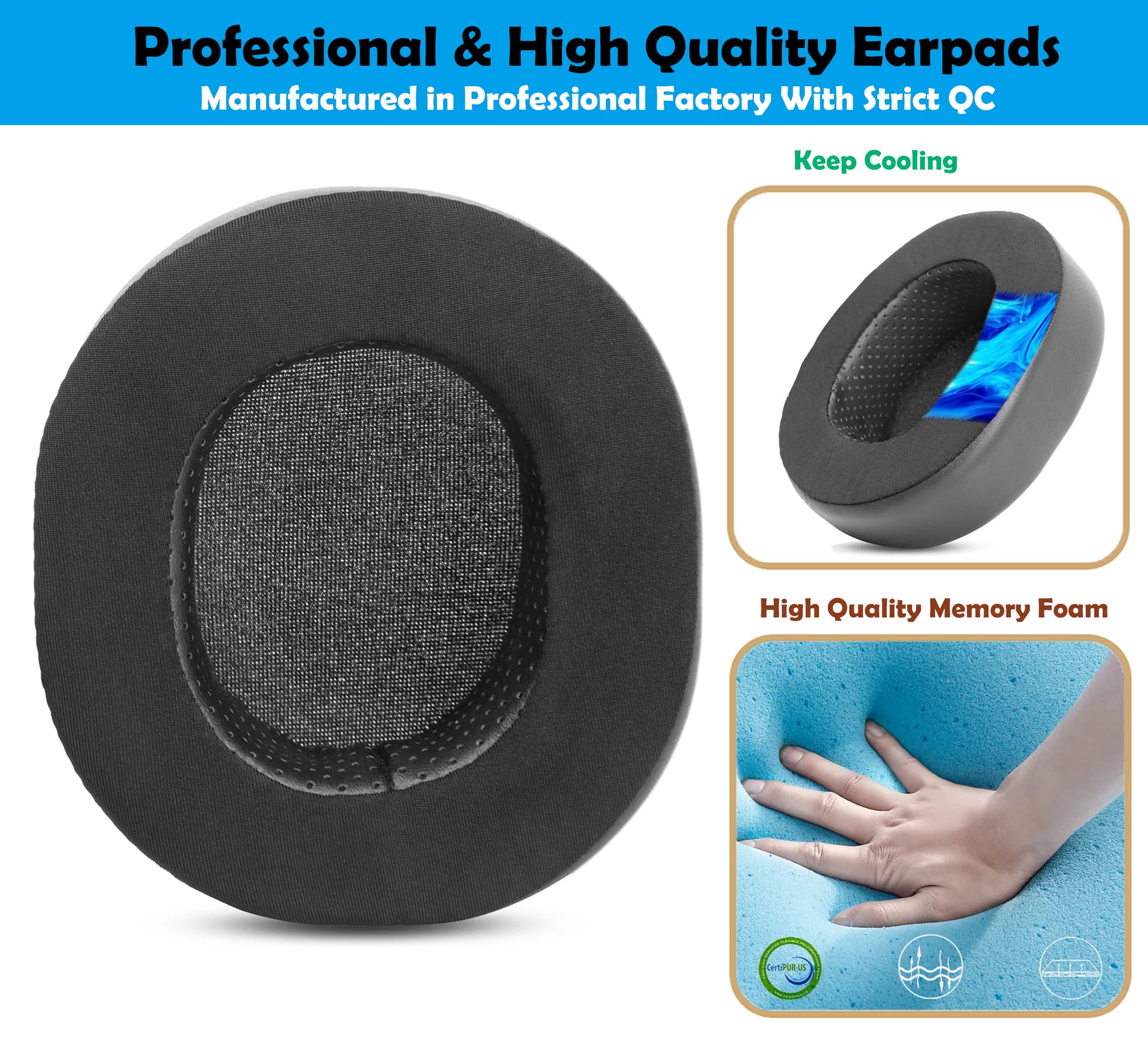 Cooling Gel Headphone Earpads for SteelSeries Arctis 9/7/5/3/1 - Breathable Memory Foam Cushions for Gaming Headsets - Perfect for Long Gaming Sessions & Office Work