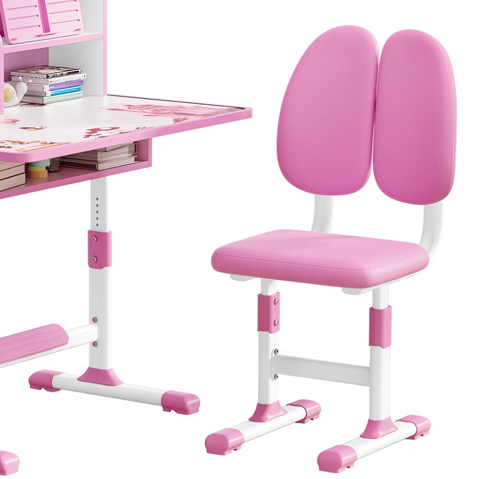 Adjustable Kids Desk and Chair Set with Astronaut Design - Study Table with Shelf & Large Drawers for Boys Girls Age 3+ (Pink) - Perfect for Homeschooling, Online Learning & Bedroom Study Space
