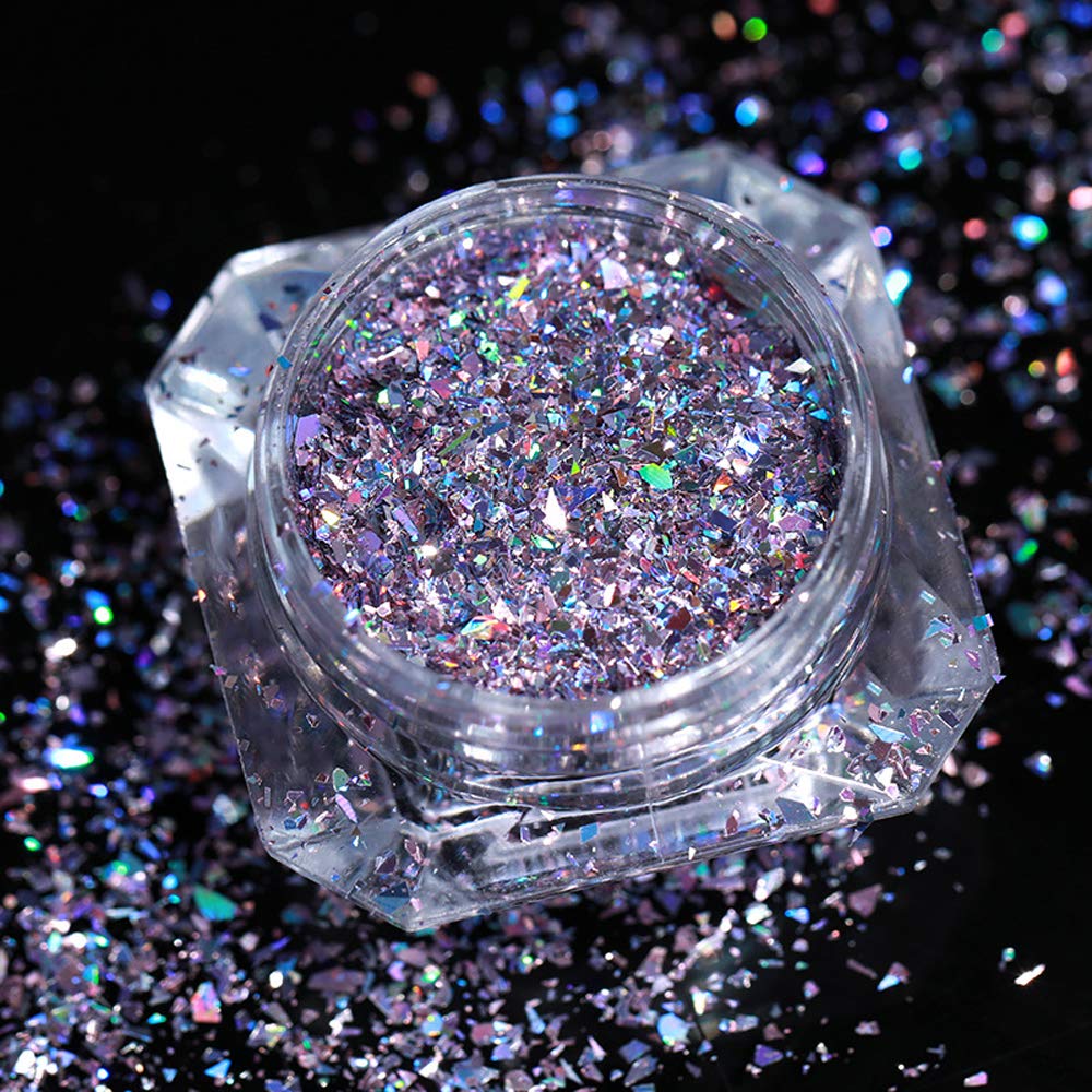 1 Box Purple Rose Laser Nail Glitter Flakes - Shiny 3D Nail Sequins & Glitter Powder for DIY Nail Art (1G) | Perfect for Nail Salon, Home Manicure, Party Nail Designs & Gift Ideas