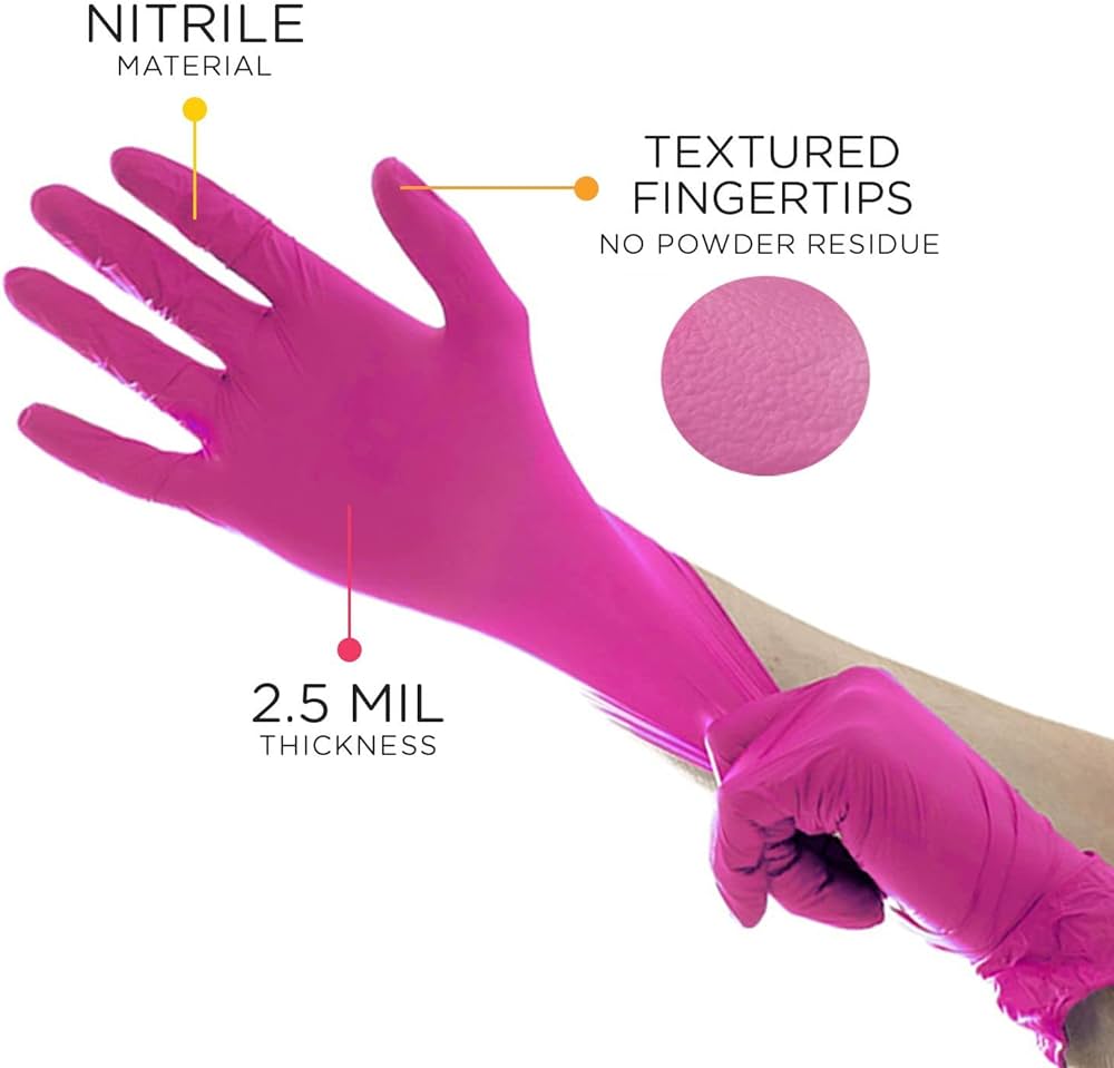 Aurelia Blush Disposable Nitrile Gloves - Box of 200, Powder-Free, Latex-Free, Durable & Comfortable for Medical, Food Handling, Cleaning & Tattoo Use
