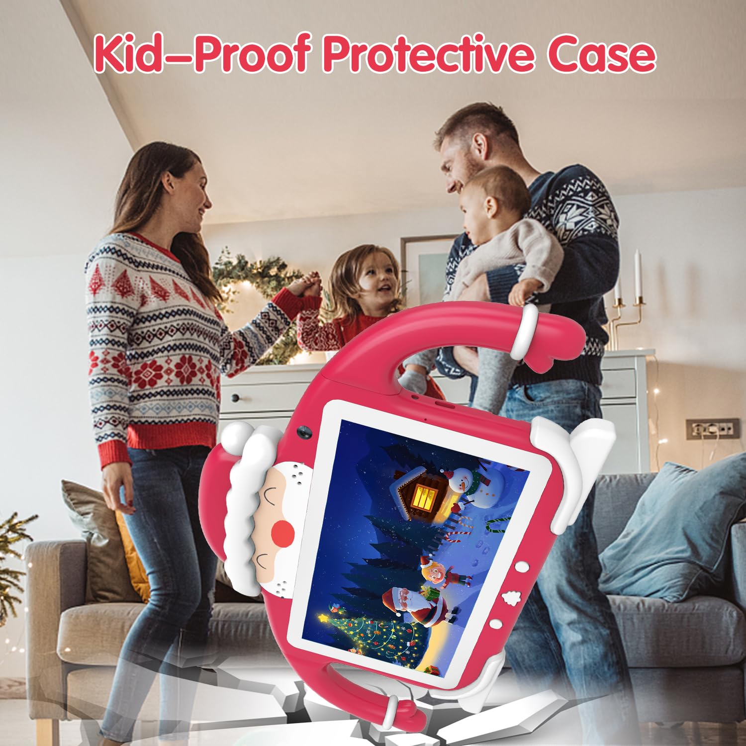 **7 Inch Kids Tablet with 64GB Storage, Android 11.0, Dual Camera & WiFi – Shockproof Handle Case, Parental Control, Netflix – Perfect for Toddlers & Children (Red) – Ideal for Learning, Entertainment & Travel**