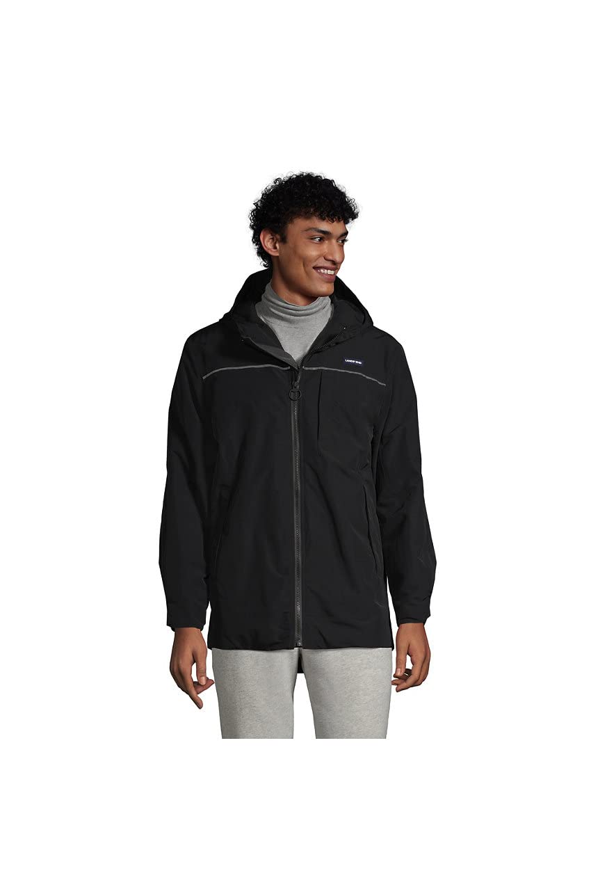 Lands' End Men's Squall Waterproof Hooded Jacket - Lightweight Windproof Winter Coat for Hiking, Camping & Outdoor Activities
