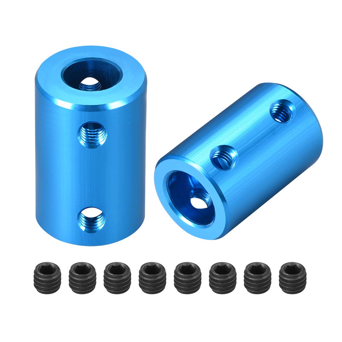 uxcell 8mm to 10mm Bore Rigid Coupling Set Screw L25XD16 Aluminum Alloy Shaft Coupler Connector - for 3D Printers, CNC Machines, Motor Accessories (Blue, 2pcs) - Perfect for DIY Projects & Industrial Applications