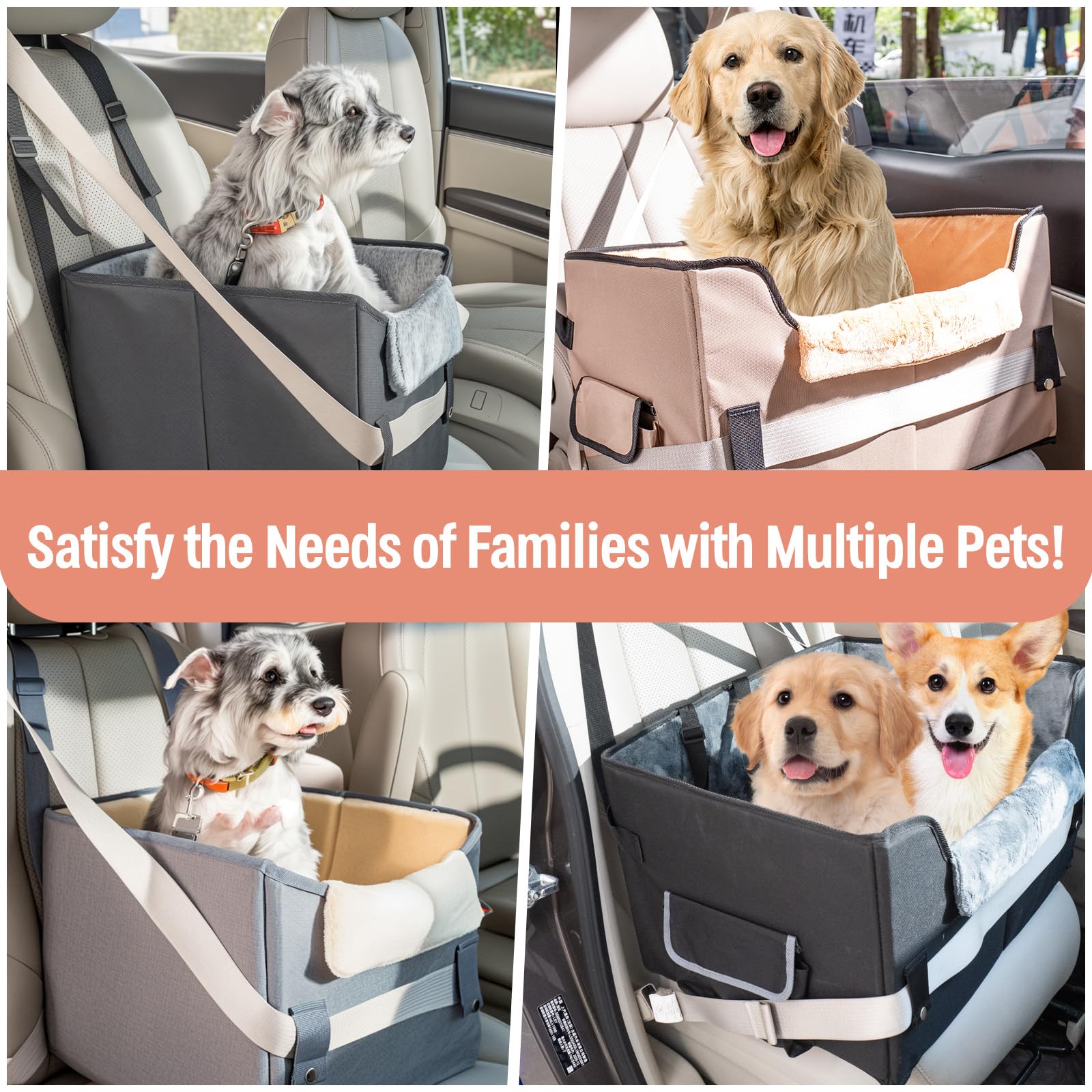 Premium Dog Car Seat for Small & Medium Dogs - Portable Pet Booster Seat with Safety Harness & Thick Cushion - Supports Pets Up to 25lbs (Black) - Perfect for Road Trips, Vet Visits & Daily Commutes