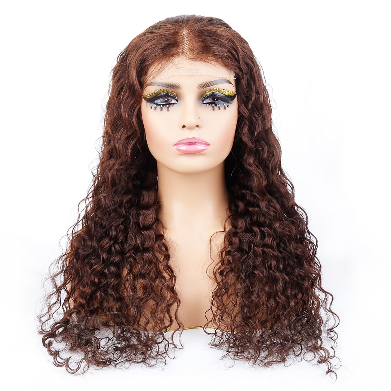 FQ Chocolate Brown Lace Front Wig - 5x5 HD Lace Water Wave Human Hair Wigs for Black Women | 180% Density | 28 Inch Colored Lace Wigs | Perfect for Parties, Weddings & Daily Styling