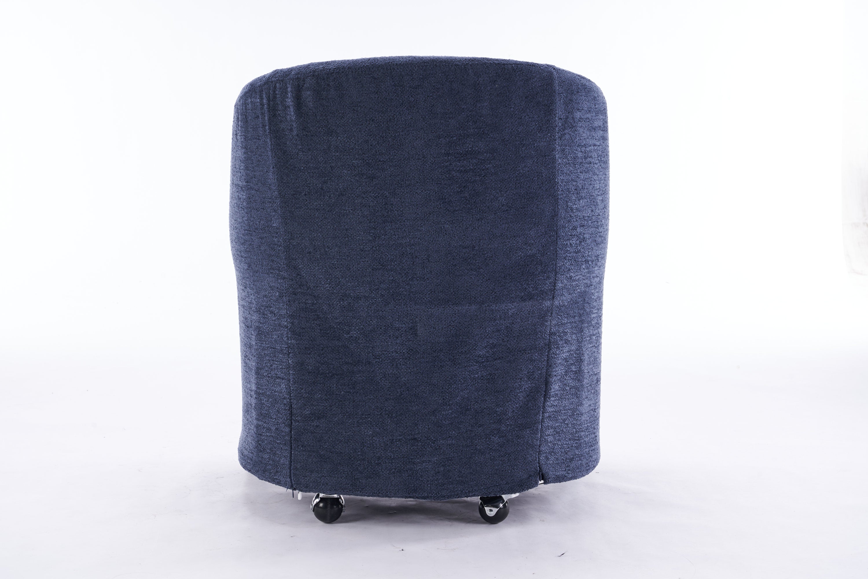 Blue Chenille Fabric Dining Armchair with Back Cushion & Universal Wheels - 1-Piece Set for Home, Office or Restaurant Use