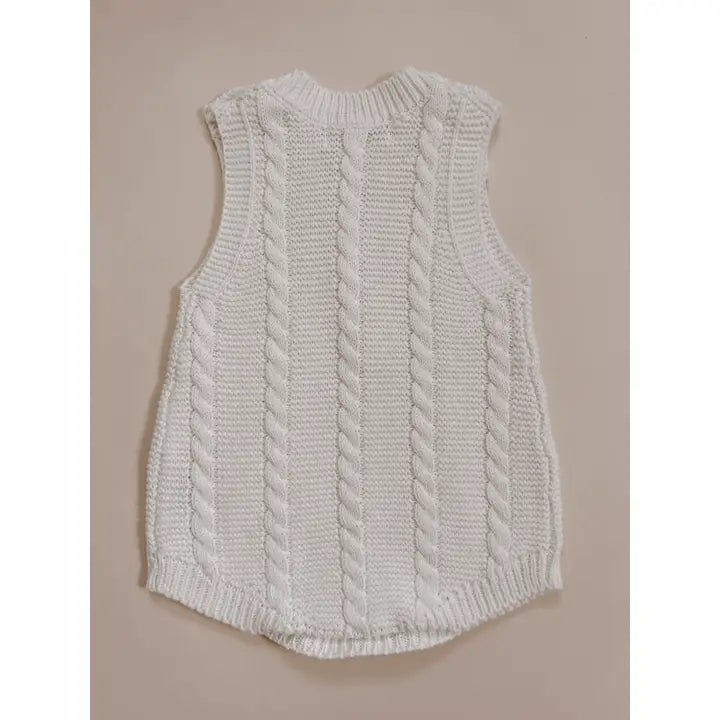 Cable Knit Summer Romper for Women - White Cotton Jumpsuit | Casual Beachwear & Vacation Outfit