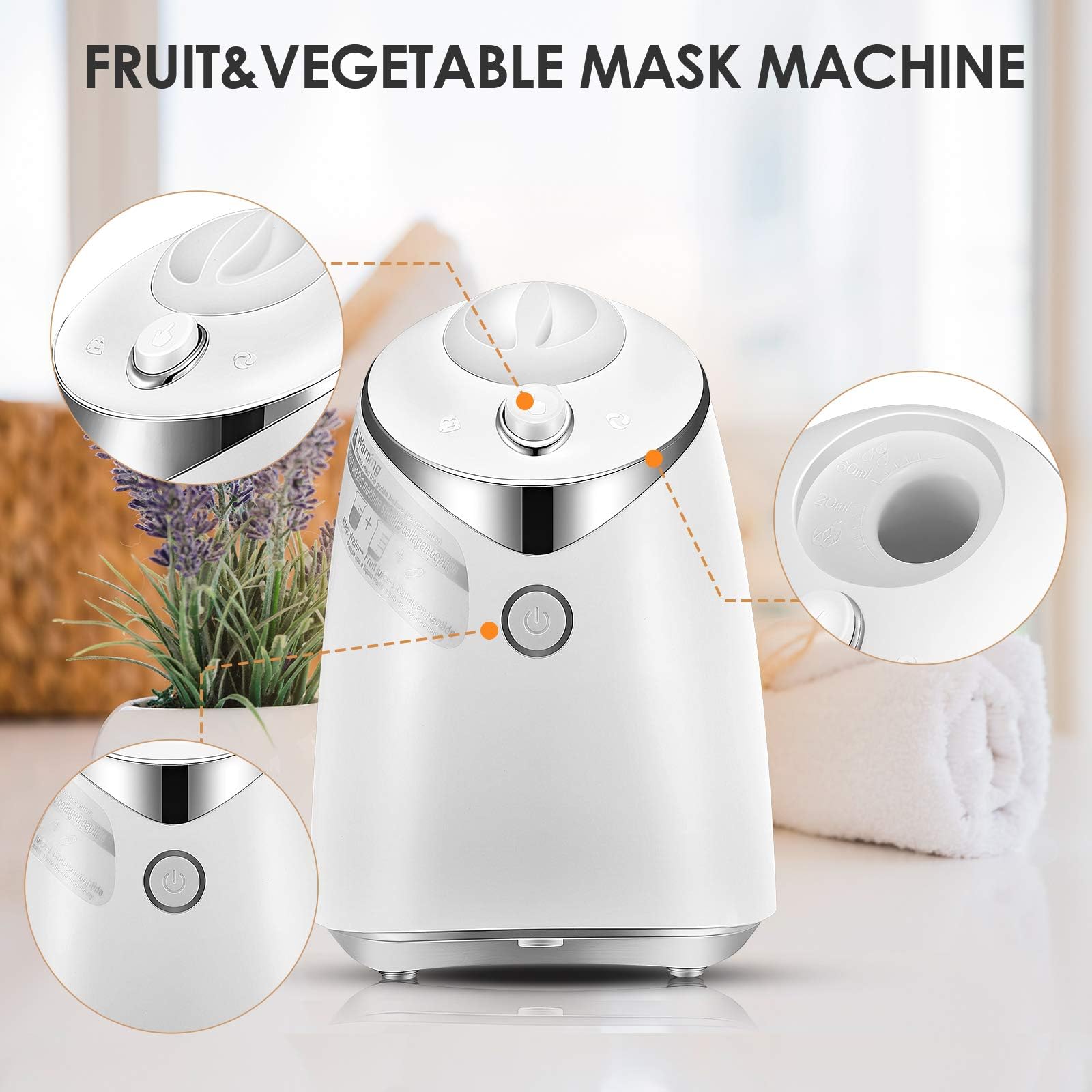 Smart Automatic Face Mask Maker Machine with 30 Collagen Pads - DIY Natural Fruit & Vegetable Facial Mask Maker with Voice Control & Auto Clean - 5 Minute Spa Skin Care Device for Home & Professional Use - Perfect for Relaxation, Beauty Salons & Personal Skincare Routines