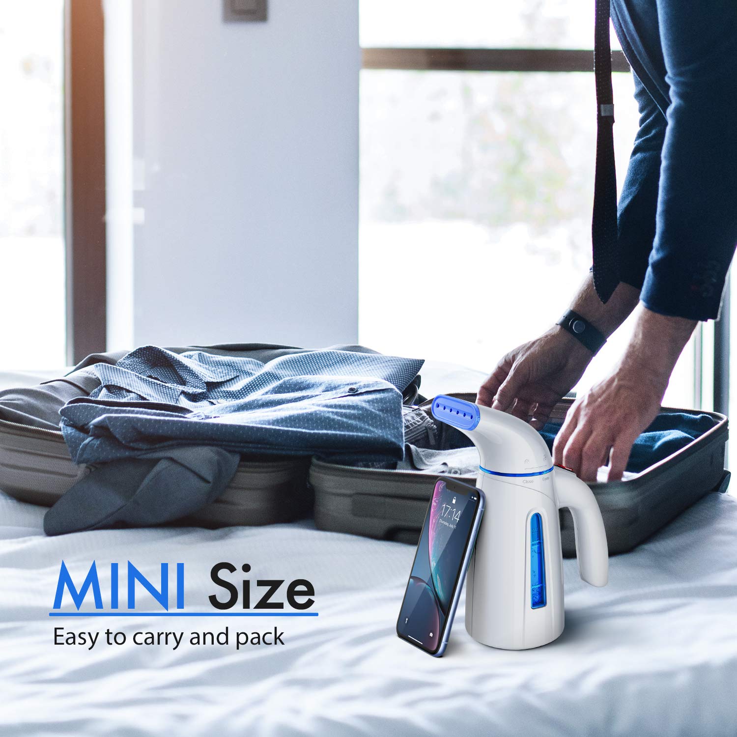 OGHom Handheld Garment Steamer 240ml - Portable Clothes Steamer & Wrinkle Remover for Travel, Home, and Office Use - Quick Heating Steam Iron for Shirts, Dresses, Suits (Model OGH-HL6)