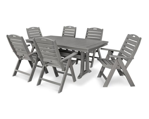 Polywood 7-Piece Nautical Outdoor Dining Set - Waterproof & Durable Patio Furniture for Poolside, Beach House, or Backyard Entertaining