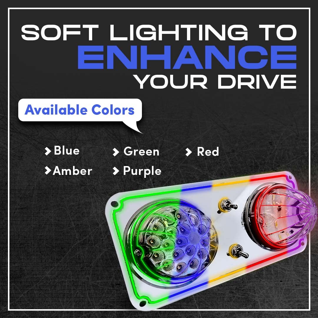 Peterbilt Dome Light Plate with Amber Lens & Lever Switches - Fits 379 & 389 Models - Custom Semi Truck Interior Lighting Upgrade for Enhanced Visibility & Style | Perfect for Night Driving & Cab Customization