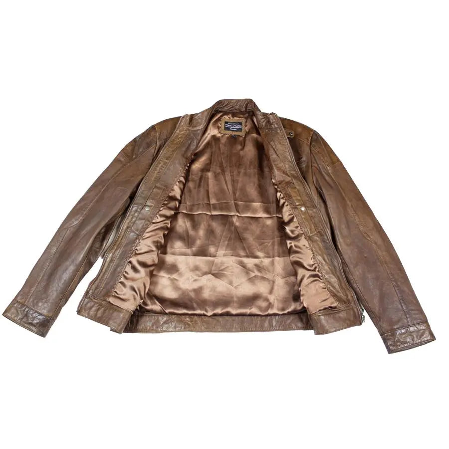 BOL Men's Snap Collar Leather Racer Jacket - Stylish Motorcycle Biker Jacket for Casual & Outdoor Riding - Perfect for Motorcycle Enthusiasts & Fashionable Streetwear
