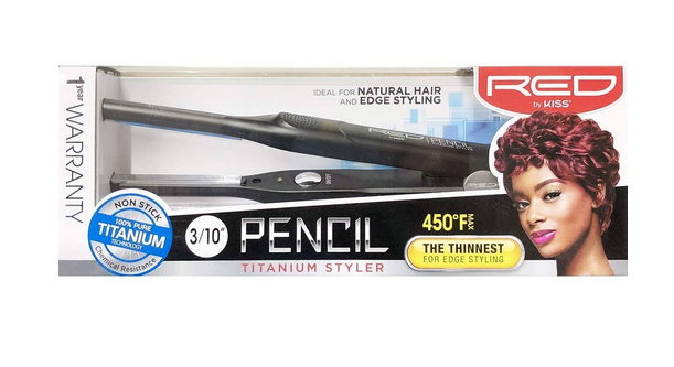 KISS PENCIL Titanium Flat Iron Styler - 3/10 Inch Ultra Slim Hair Straightener for Smooth & Shiny Hair - Perfect for Travel, Home & Salon Use