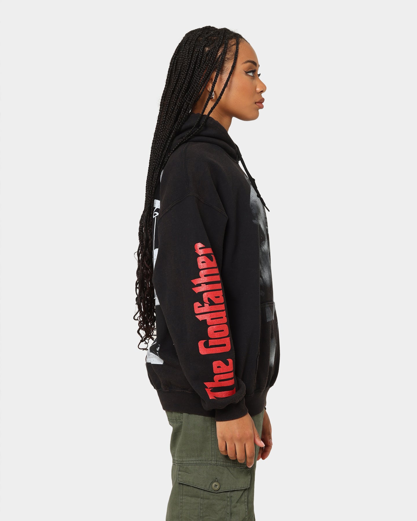 The Godfather Vintage Hoodie - Black Wash Distressed Cotton Pullover | American Thrift Streetwear | Perfect for Movie Fans & Retro Fashion Lovers