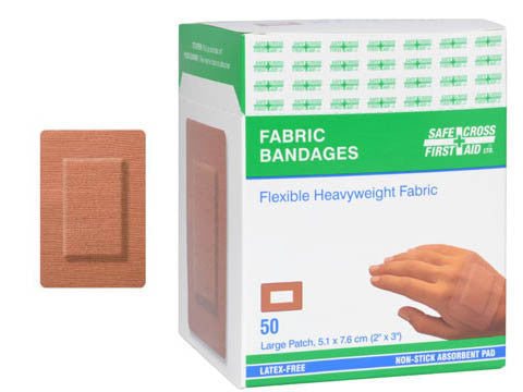 Large Fabric Bandages 5.1 x 7.6 cm (2 x 3 inch) - Pack of 50 Adhesive Wound Dressings for First Aid, Cuts & Scrapes - Soft & Breathable Medical Bandage for Everyday Protection