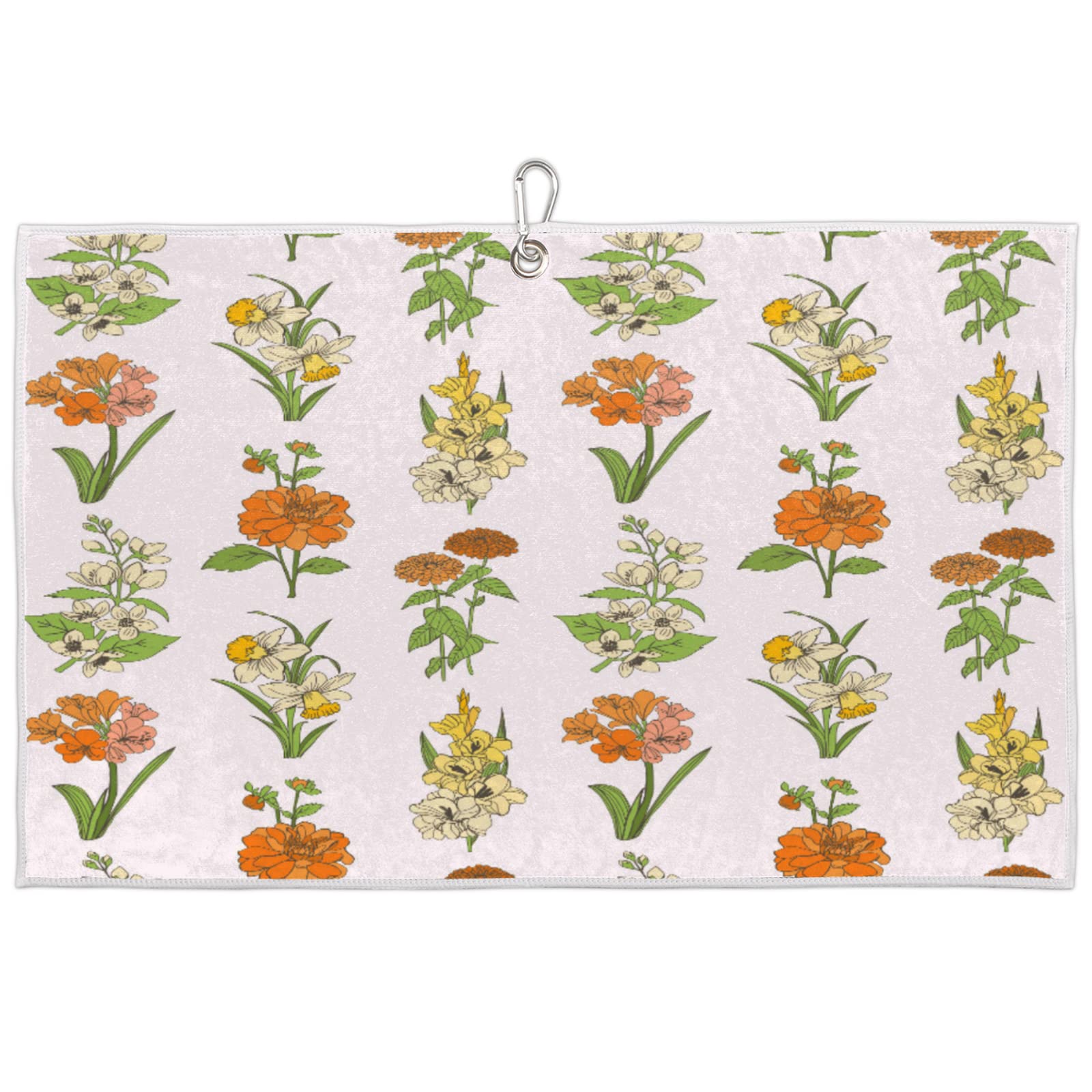 Premium Microfiber Golf Towel with Hand-Drawn Floral Design - Quick-Drying, Breathable & Machine Washable - Lightweight Sports Towel for Golf, Yoga, Workout & Running - Perfect for Gym, Course & Outdoor Activities