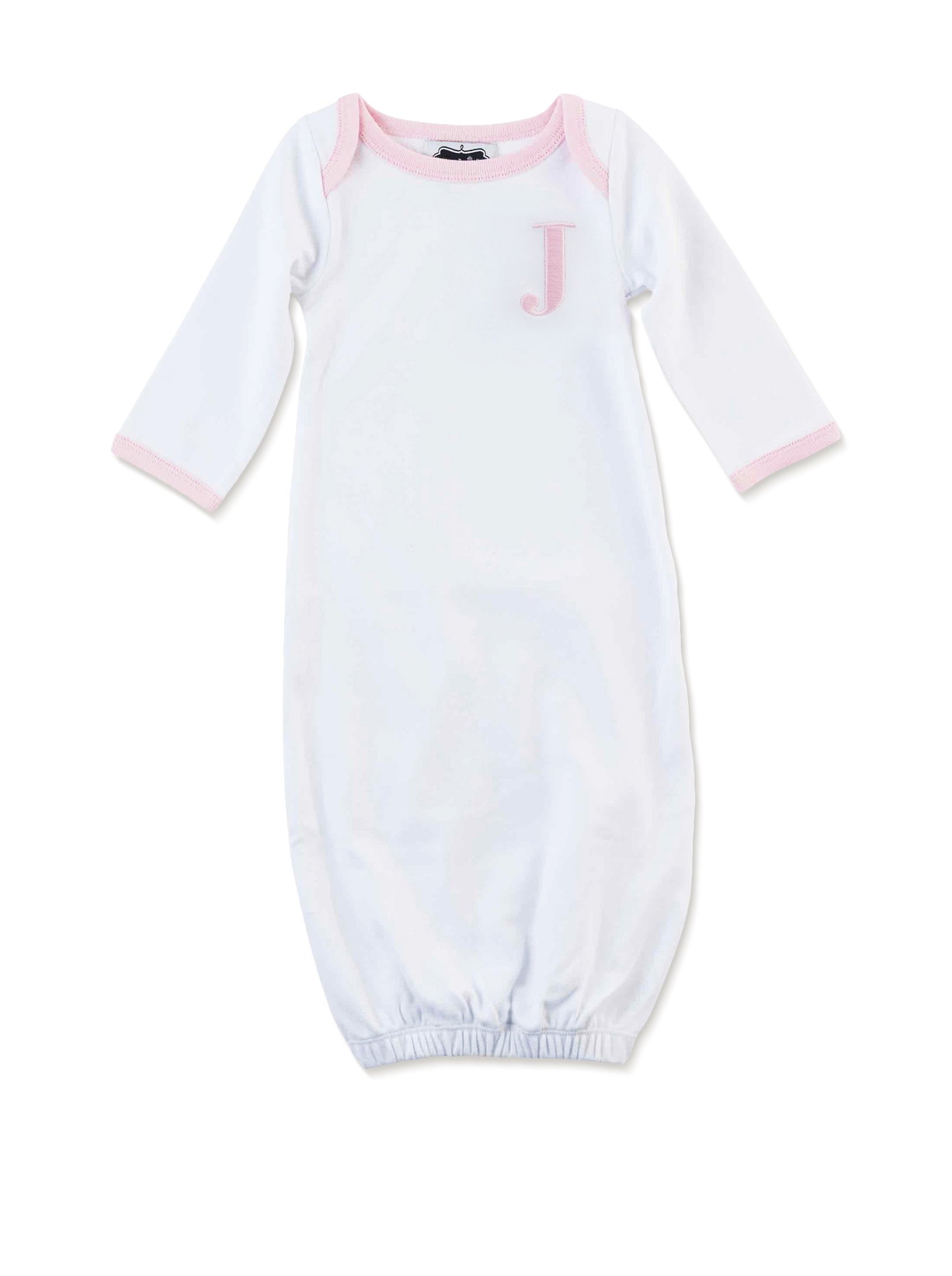 PINK J INITIAL SLEEP GOWN - Soft Cotton Nightgown for Women, Personalized Monogram Sleepwear, Comfortable Loungewear for Bedtime & Relaxation