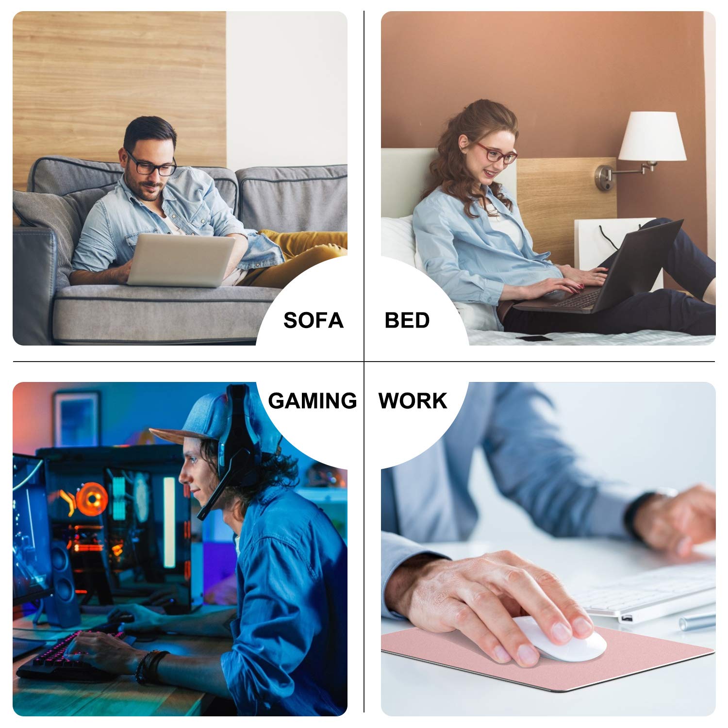 Premium Rose Gold Hard Metal Aluminum Mouse Pad - Dual-Side Waterproof, Fast & Accurate Control - Ideal for Office Work, Home Use & Gaming (Small Size 9