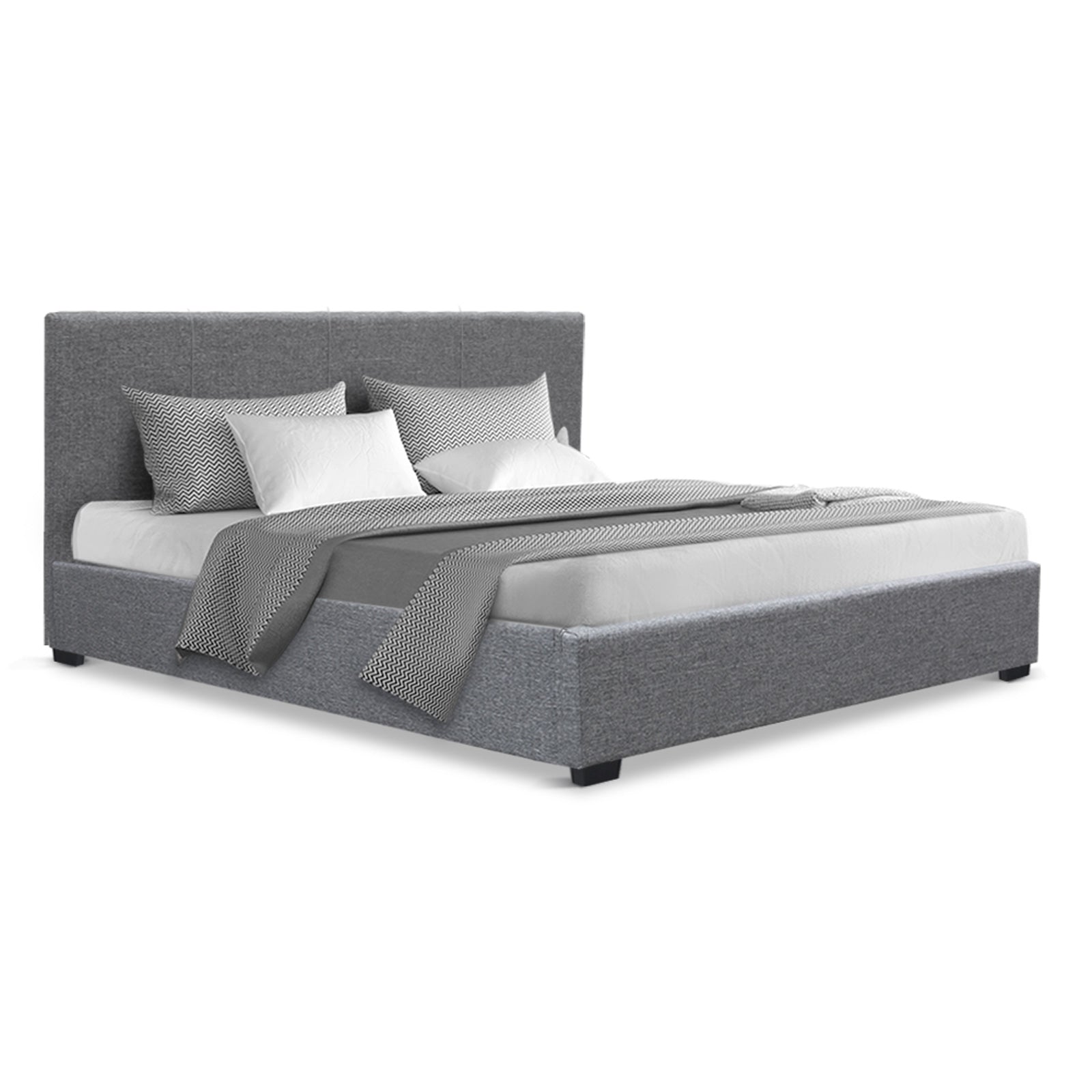 Elwood Grey Queen Size Gas Lift Storage Bed Frame with Hydraulic Mechanism - Perfect for Small Bedrooms, Guest Rooms & Space-Saving Home Decor
