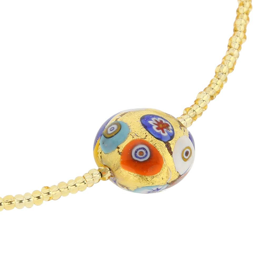 Venetian Murano Glass Klimt Royal Disks Necklace - Handmade Italian Jewelry for Women, Elegant Gift for Special Occasions