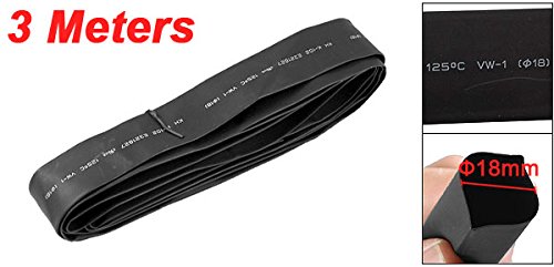 uxcell 18mm Black Heat Shrink Tubing - 3 Meter Length for Wire Insulation, Cable Protection & DIY Electrical Projects