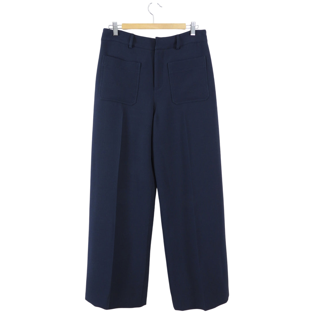 Christian Dior Navy Blue Front Patch Pocket Trousers for Women - Slim Fit Casual Pants | Perfect for Office Wear, Business Meetings & Smart Casual Outfits