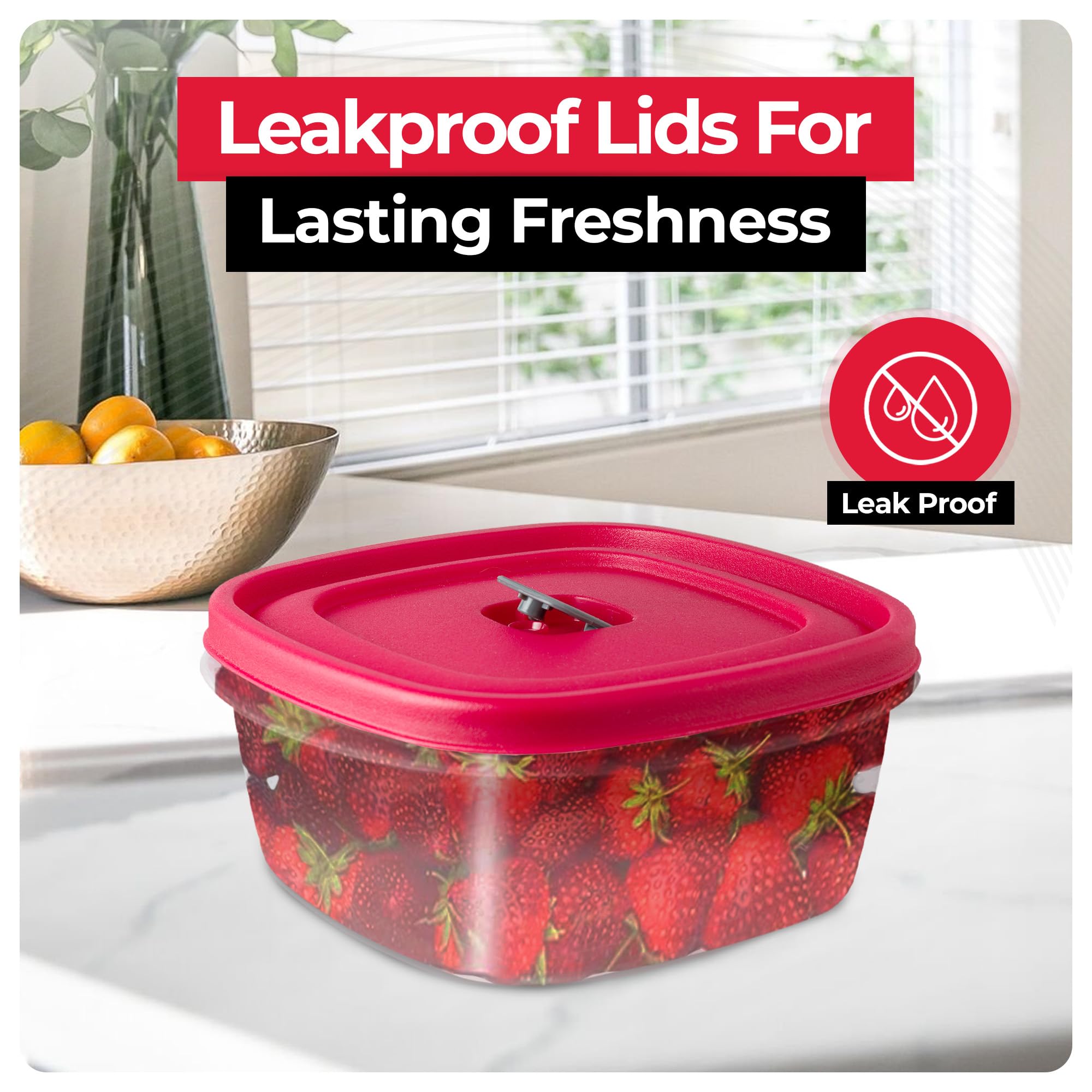 Rubbermaid Food Storage Container Replacement Lids (3/5/7 Cup) - 3 Pack Set - Airtight & Leakproof for Fresh Food Storage - Perfect for Meal Prep, Leftovers & Pantry Organization