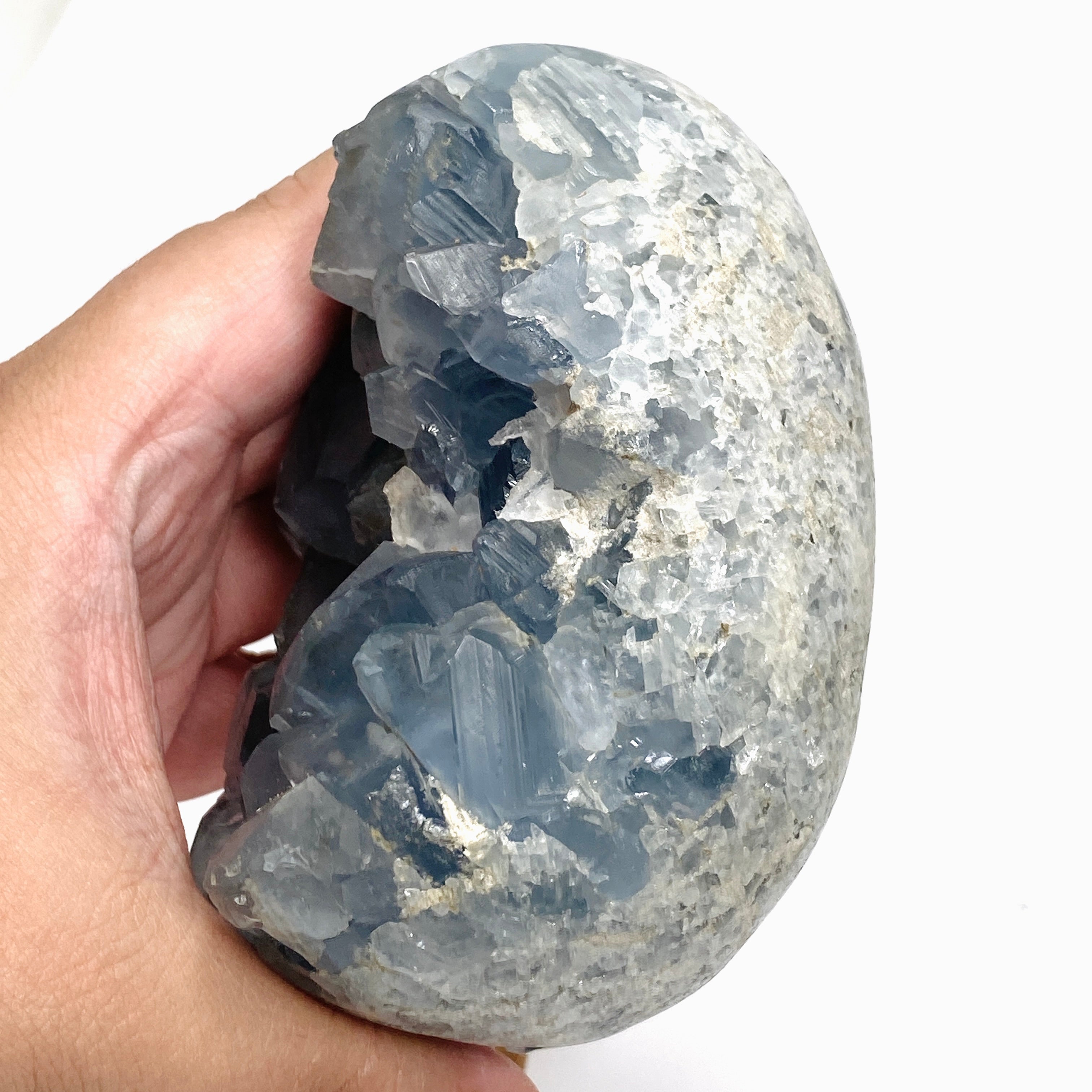 Natural Celestite Egg Healing Crystal - Madagascar CR3716 for Meditation, Reiki, and Home Decor