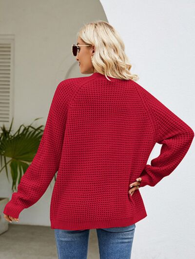 Stylish Open Front Raglan Sleeve Pocketed Cardigan Sweater - Cozy Knit Wrap for Women | Perfect for Office, Casual Outfits & Layering in Fall/Winter