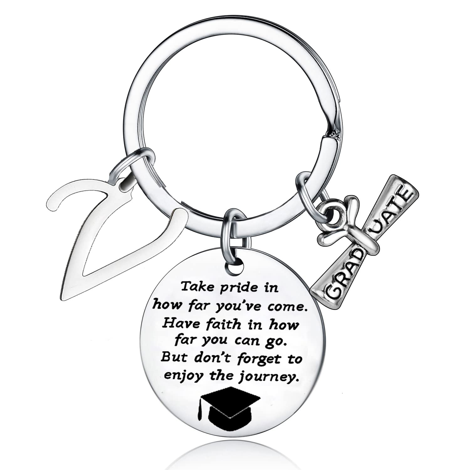 YEEQIN Personalized Graduation Keychain with Initial Letter - Inspirational Graduation Gift for High School & College Graduates - Perfect for Commencement, Parties & Keepsakes
