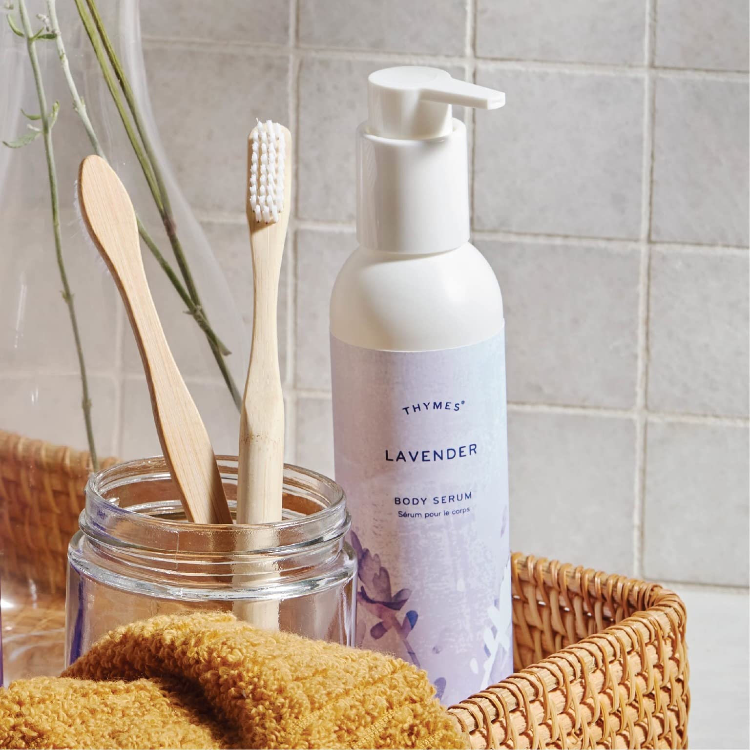 Thymes Lavender Body Serum - 6.0 Fl Oz - Hydrating & Soothing Skin Care for Relaxation & Sleep - Perfect for Spa Nights & Self-Care Routines