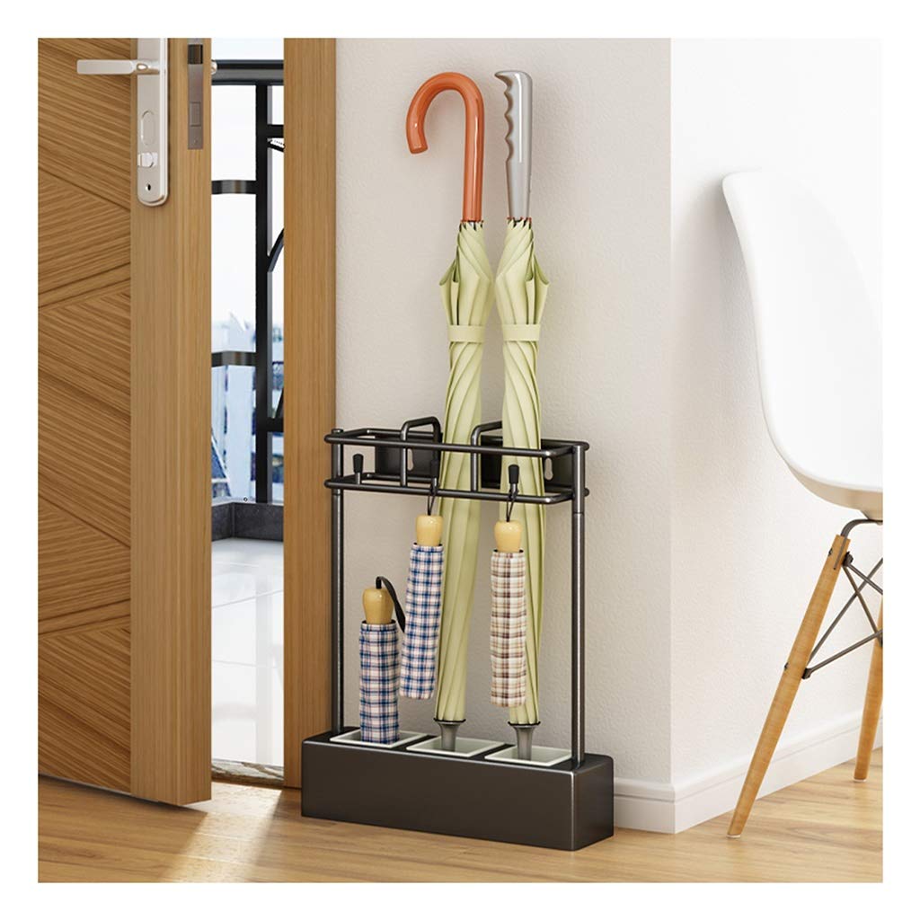 Wall-Mounted Umbrella Holder - Space Saving Umbrella Stand for Home Entryway, Durable Indoor/Outdoor Umbrella Storage Rack for Long & Short Umbrellas - Lightweight Portable Design in Black - Perfect for Apartments, Offices and Restaurants