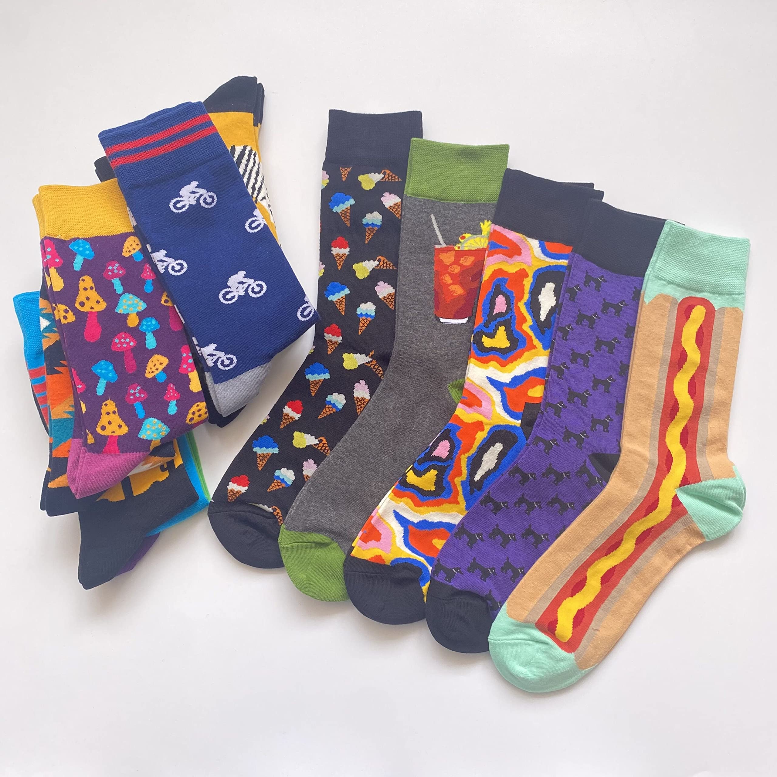 Men's Funky Novelty Cotton Crew Socks Pack - Colorful Art Dress Socks for Casual Wear & Gifts | Perfect for Office, Parties & Everyday Fashion