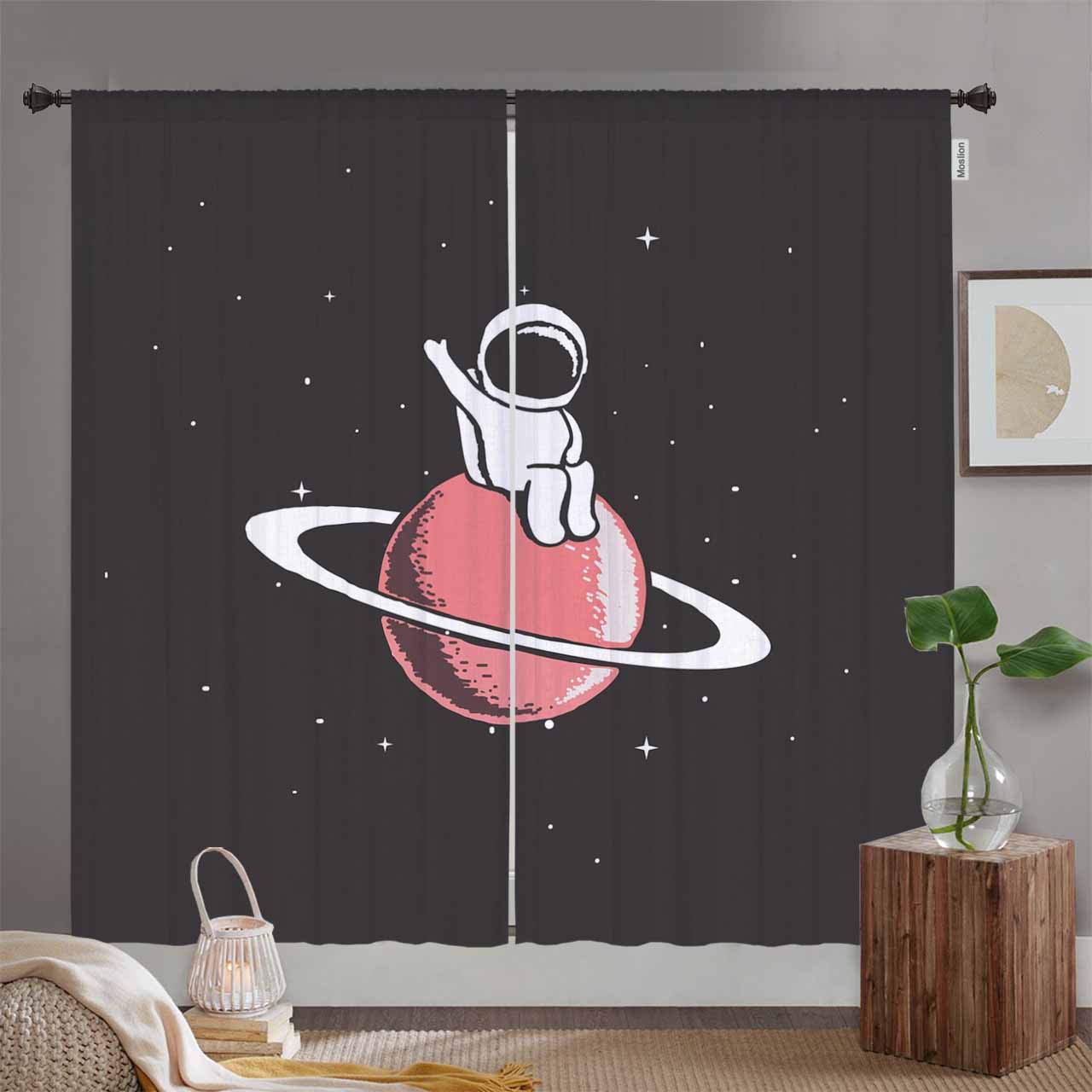 Large Space-Themed Gaming Mouse Pad (7.9x9.5 Inch) - Astronaut Baby on Saturn Planet with Star Light Universe Design - Non-Slip Rubber Base for Computer, Laptop, Office & Home Use - Available in Black, White & Red - Perfect for Gamers, Programmers & Office Workers