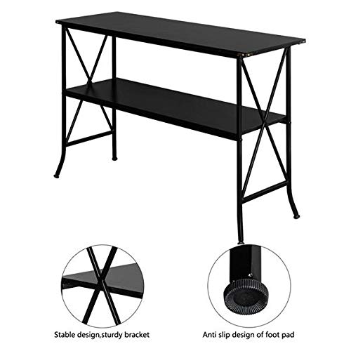 French Country Industrial Console Table with 2 Mesh Shelves - Rustic Iron Hallway Sofa Table, Narrow Sideboard for Living Room & Corridor | Perfect for Entryway Decor, Farmhouse Style Home, Small Space Furniture Solution