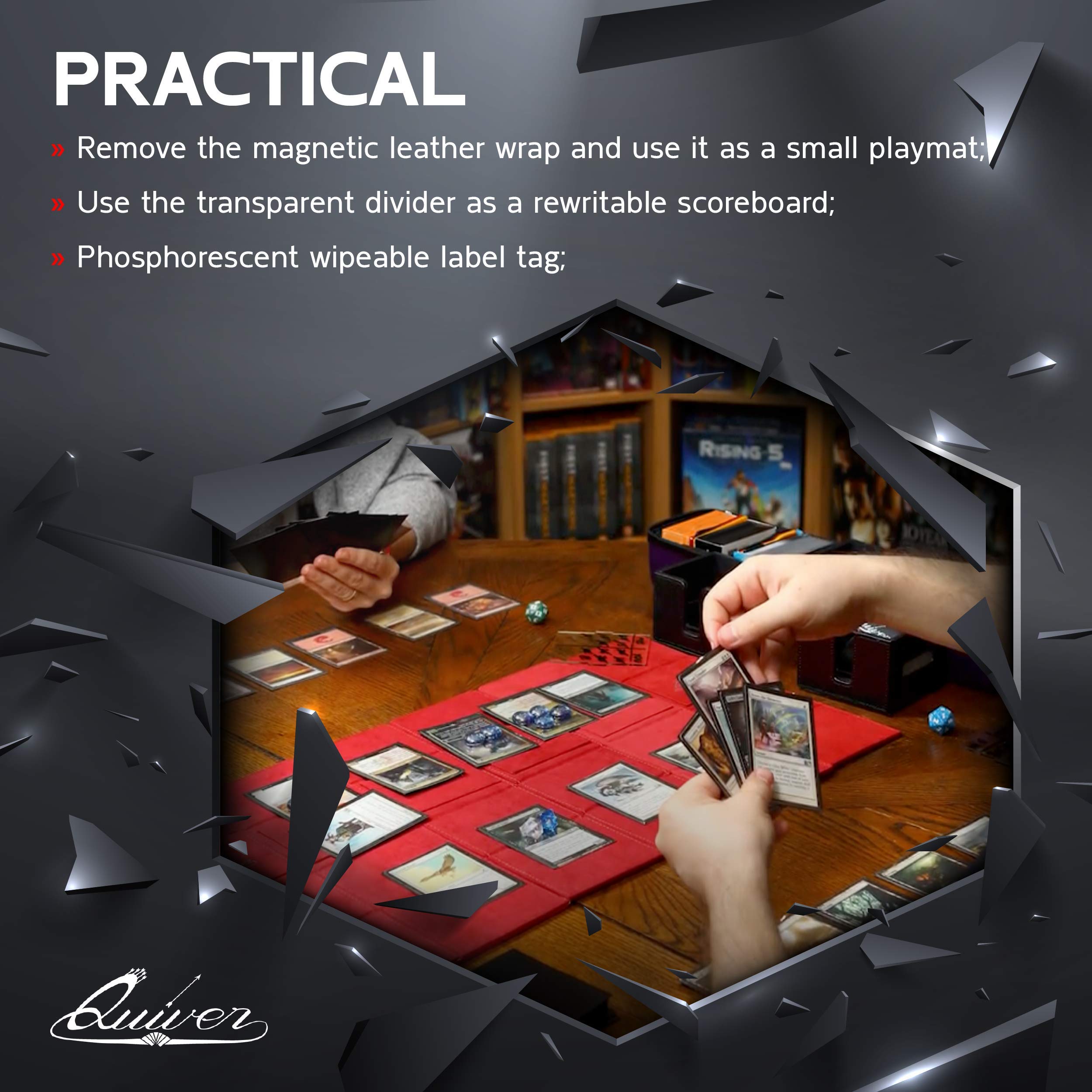 Quiver Time Orange Citadel Deck Block - 100+ Commander MTG Deck Box for Trading Cards - Premium Card Storage Box Holder for MTG, Dice and Tokens with Custom Divider | TCG Deck Box for Magic: The Gathering, Perfect for Game Nights and Card Collection Organization