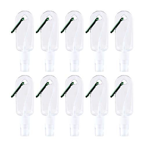 **10Pcs 50ML Leakproof Travel Spray Bottles - Clear Plastic Refillable Keychain Containers for Cosmetics, Toiletries & Liquids | Portable Fine Mist Sprayer for Makeup, Skincare & Travel Essentials (Green)**    **Perfect for Travel, Gym, Home & On-the-Go Use – Compact & Reusable for Liquids, Perfumes, Sanitizers & More!**
