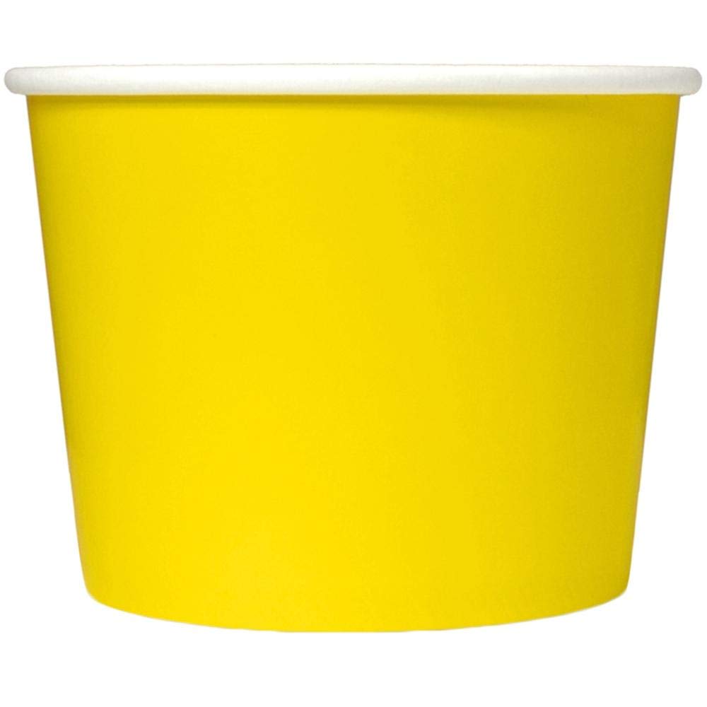 UNIQ [1,000 Count] 12 oz Yellow Disposable Paper Ice Cream Bowls - Bulk Ice Cream Cups for Hot & Cold Foods - Ice Cream Bar & Frozen Dessert Supplies - Perfect for Parties, Catering & Food Service