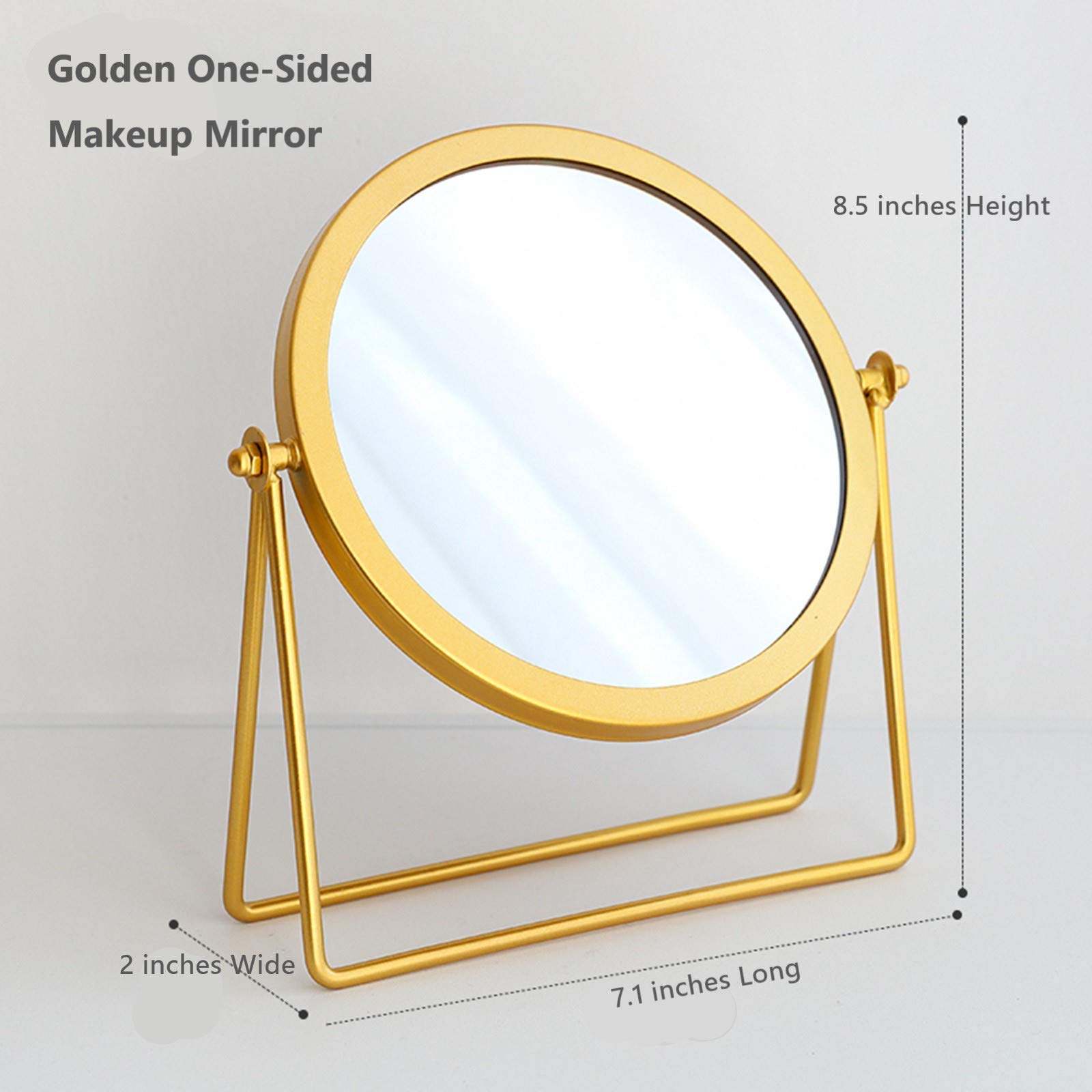360° Rotating Golden Iron Tabletop Makeup Mirror - Swivel Desktop Stand Mirror for Dressing Table | Perfect for Vanity, Bathroom & Bedroom Makeup Application