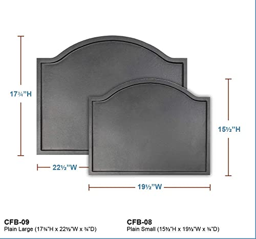Classic Large Plain Design Cast Iron Fireback with Matte Black Finish - 22.5