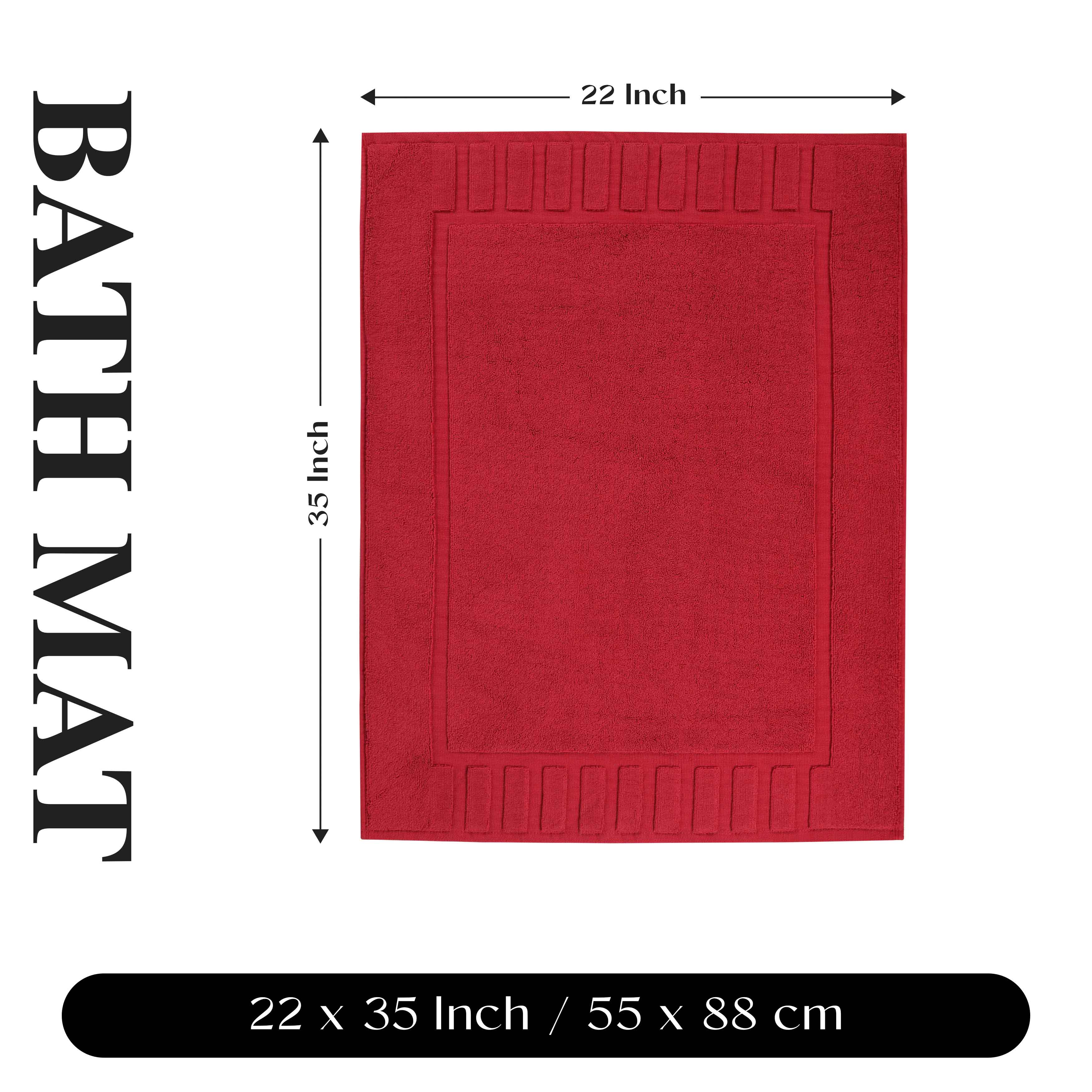 Premium Cotton Modern Geometric Border Bath Mat Set of 2 - Ultra Absorbent, Non-Slip, Quick Dry Bathroom Rug for Bath, Shower & Vanity Area