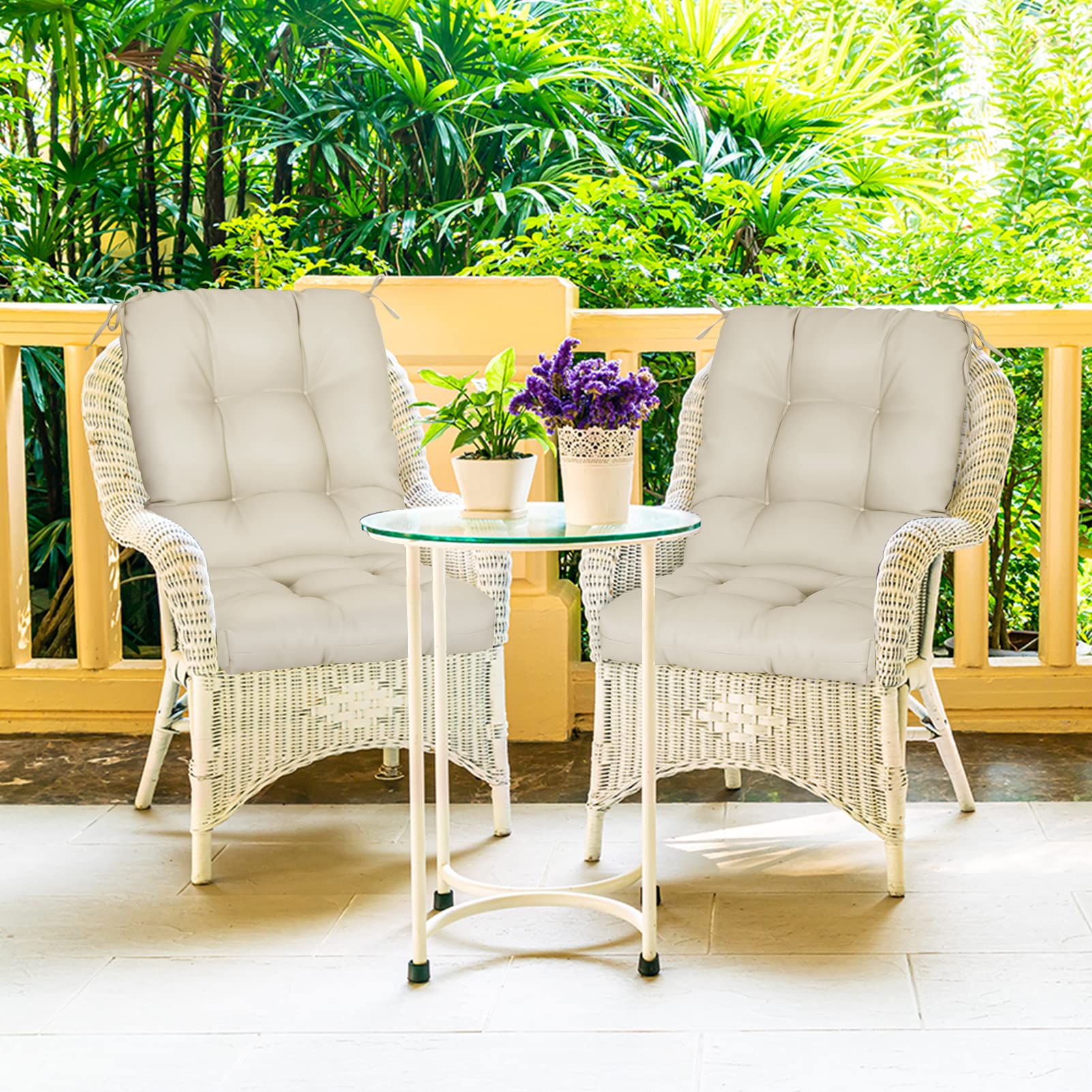 EAGLE PEAK Tufted Outdoor & Indoor Chair Cushions Set of 2 - 42