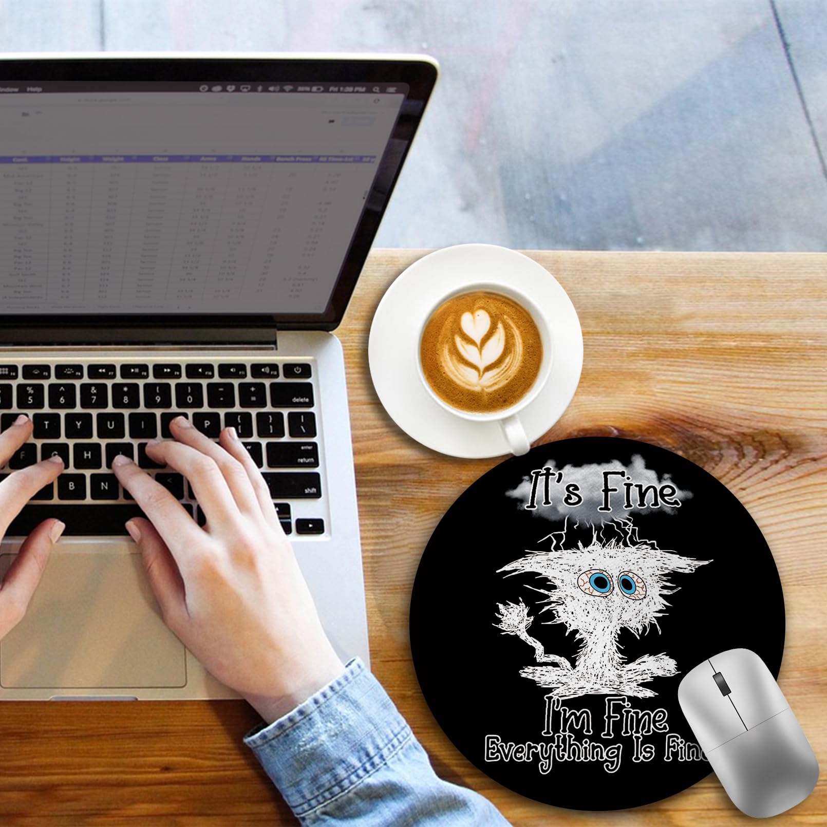 Funny Black Cat Mouse Pad - 8.6 x 8.6 Inch Round Non-Slip Desk Pad for Wireless Computer & Laptop - Perfect for Office, Home & Travel Use
