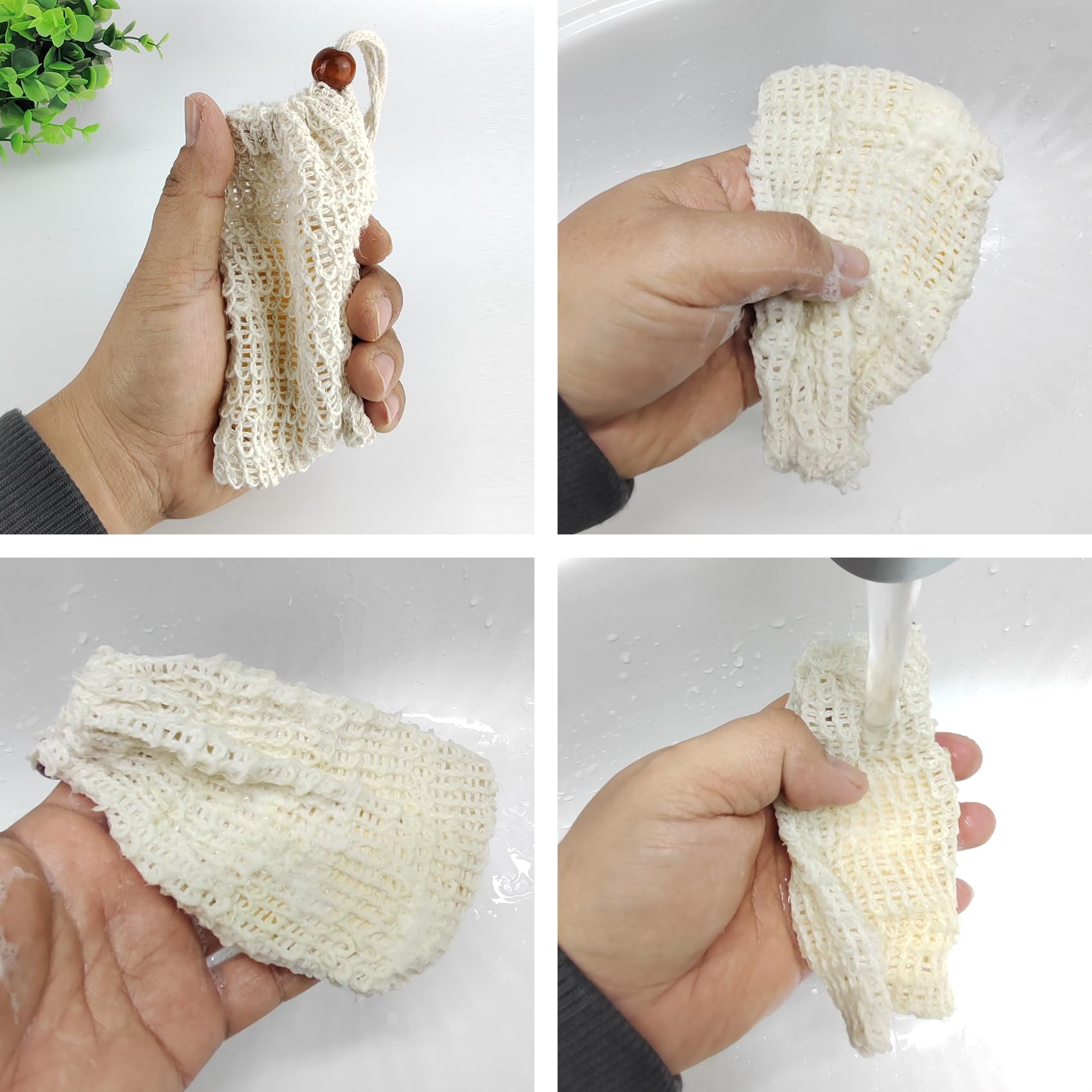 2 Pack Natural Sisal Soap Saver Bags - Exfoliating & Drying Shower Pouches for Body Wash, Hand Soap - Eco-Friendly Bath Accessories for Spa, Travel & Home Use